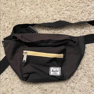 Herschel Supply Company Black Belt Bag with Cream Zipper